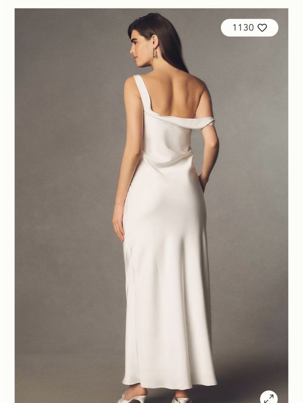 Anthropologie Off-White Asymmetric Satin Bridal Gown - Picture 3 of 4